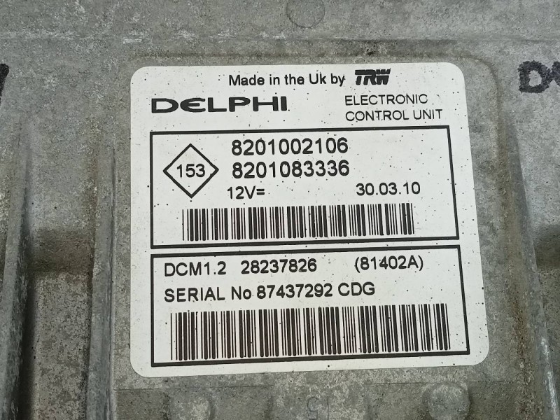 Recambio de centralita motor uce para dacia duster ambiance 4x2 referencia OEM IAM 8201002106 8201083336 E2-A1-40-2