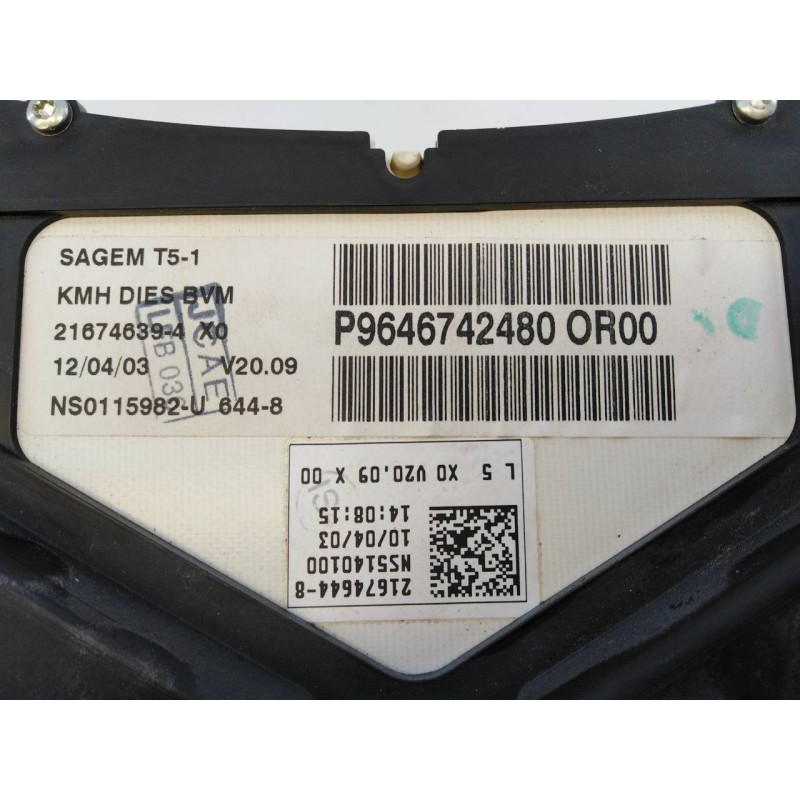 Recambio de cuadro instrumentos para peugeot 307 break / sw (s1) break xs referencia OEM IAM 9646742480 216746394 E3-B2-40-4