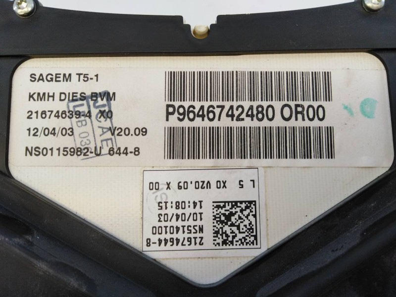 Recambio de cuadro instrumentos para peugeot 307 break / sw (s1) break xs referencia OEM IAM 9646742480 216746394 E3-B2-40-4