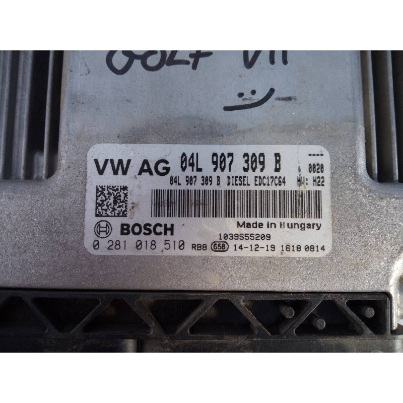 Recambio de centralita motor uce para volkswagen golf vii lim. advance bluemotion referencia OEM IAM 04L907309B 0281018510 E2-A1