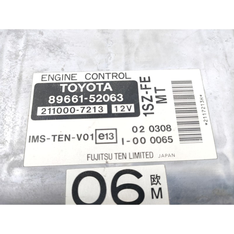 Recambio de centralita motor uce para toyota yaris (ncp1/nlp1/scp1) 1.0 linea terra referencia OEM IAM 8966152063 2110007213 E3-