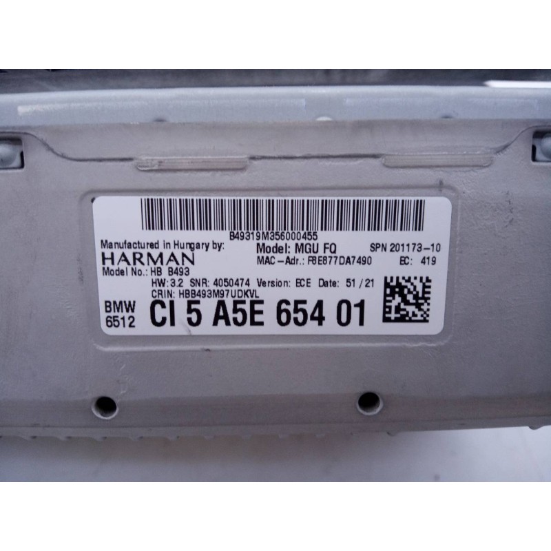 Recambio de sistema navegacion gps para bmw serie 3 berlina (g20) 318d sport line referencia OEM IAM 6550982655503 65825A371B201