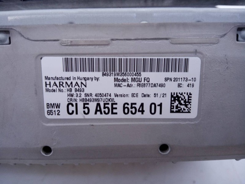 Recambio de sistema navegacion gps para bmw serie 3 berlina (g20) 318d sport line referencia OEM IAM 6550982655503 65825A371B201