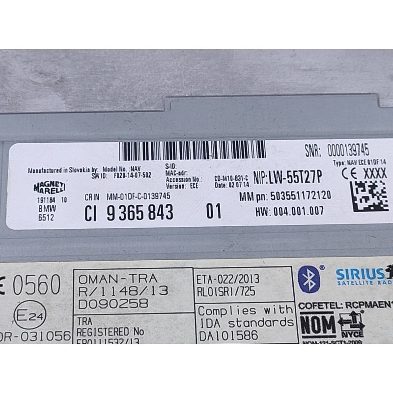 Recambio de sistema navegacion gps para bmw serie 3 lim. (f30) 320d referencia OEM IAM 9292247 9365843 E3-A2-50-1