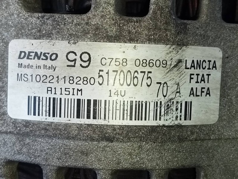Recambio de alternador para fiat nuova 500 (150) pop referencia OEM IAM 51700675 MS1022118280 P3-A4-12-5