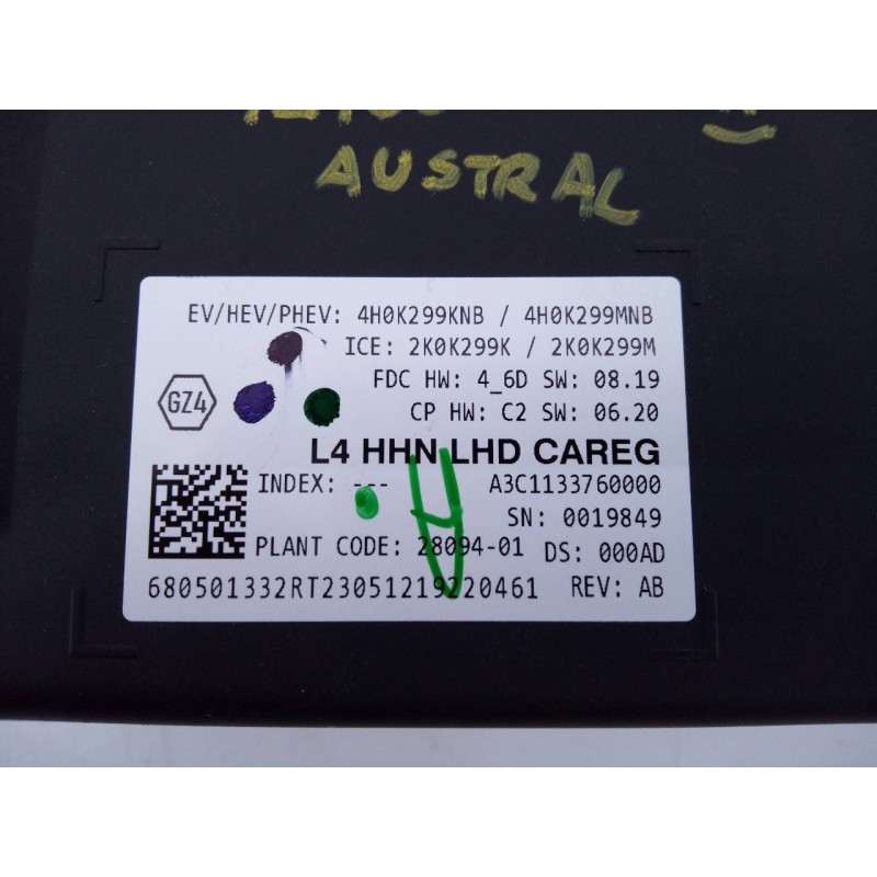 Recambio de cuadro instrumentos para renault austral alpine referencia OEM IAM 680501332R A3C1133760000 E2-B3-0