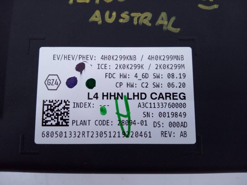 Recambio de cuadro instrumentos para renault austral alpine referencia OEM IAM 680501332R A3C1133760000 E2-B3-0