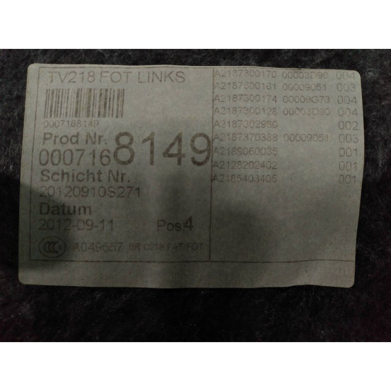 Recambio de guarnecido puerta trasera izquierda para mercedes-benz clase cls (w218) cls 250 cdi be (218.303) referencia OEM IAM 