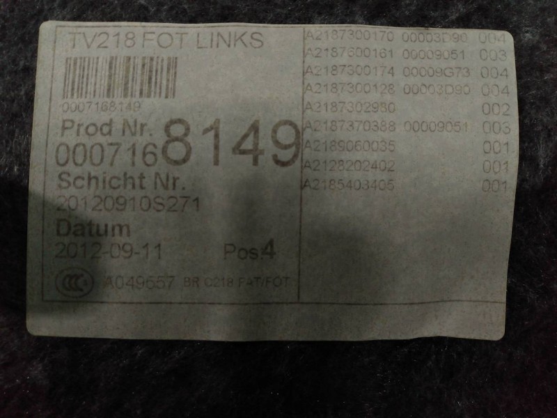 Recambio de guarnecido puerta trasera izquierda para mercedes-benz clase cls (w218) cls 250 cdi be (218.303) referencia OEM IAM 