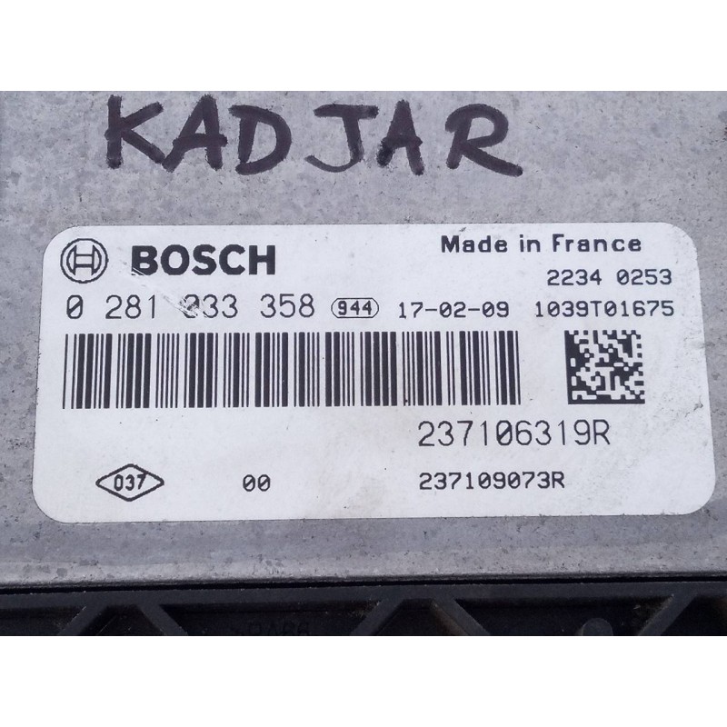 Recambio de centralita motor uce para renault kadjar zen referencia OEM IAM 237106319R 0281033358 E2-A1-35-7