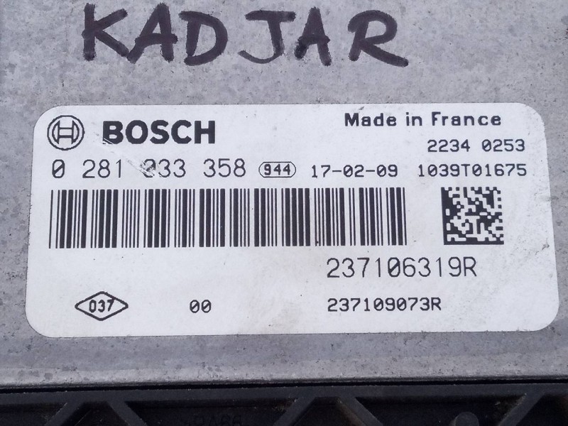 Recambio de centralita motor uce para renault kadjar zen referencia OEM IAM 237106319R 0281033358 E2-A1-35-7