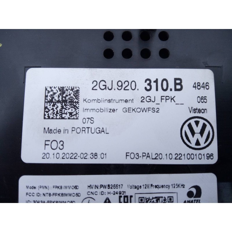 Recambio de cuadro instrumentos para volkswagen t-roc sport referencia OEM IAM 2GJ920310B  E2-A1-13-2