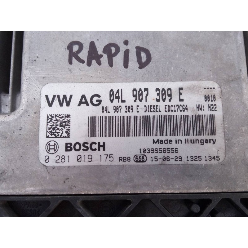 Recambio de centralita motor uce para skoda rapid active referencia OEM IAM 04L907309E 0281019175 E2-A1-18-3