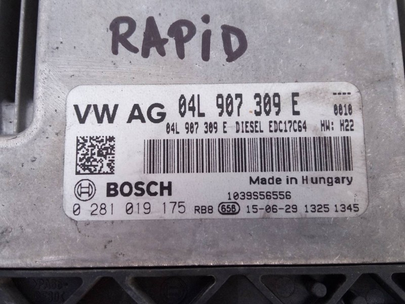 Recambio de centralita motor uce para skoda rapid active referencia OEM IAM 04L907309E 0281019175 E2-A1-18-3