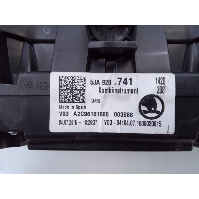 Recambio de cuadro instrumentos para skoda rapid active referencia OEM IAM 5JA920741 A2C9616600 E2-A1-18-1