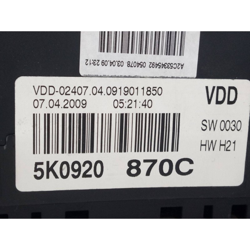 Recambio de cuadro instrumentos para volkswagen golf vi (5k1) advance referencia OEM IAM 5K0920870C  E2-A1-44-2