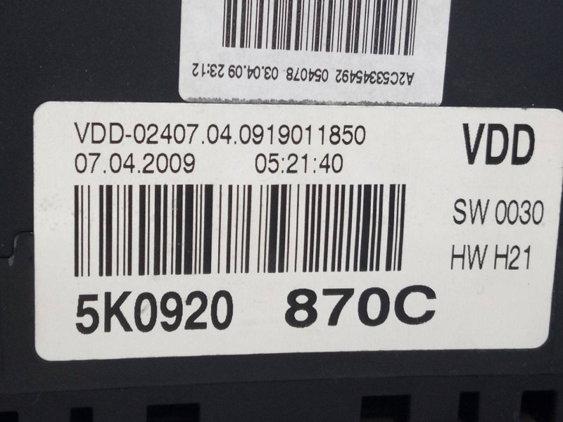 Recambio de cuadro instrumentos para volkswagen golf vi (5k1) advance referencia OEM IAM 5K0920870C  E2-A1-44-2