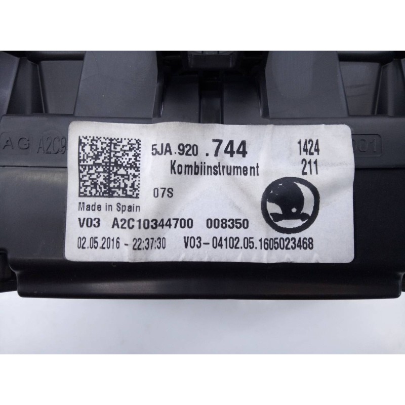 Recambio de cuadro instrumentos para skoda rapid active referencia OEM IAM 5JA920744  E2-A1-19-3