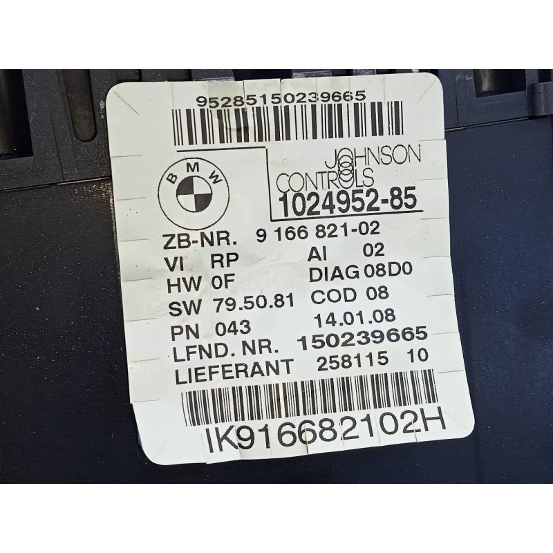 Recambio de cuadro instrumentos para bmw serie 1 berlina (e81/e87) 118d referencia OEM IAM 102495285 916682102 E3-A2-29-3
