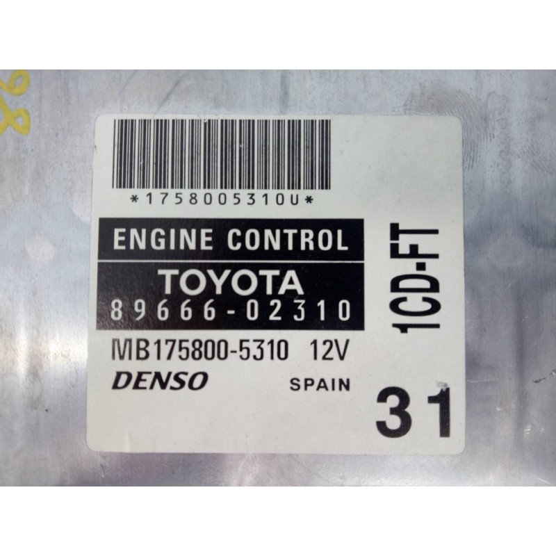 Recambio de centralita motor uce para toyota corolla (e12) 2.0 d-4d linea sol berlina referencia OEM IAM 8966602310 MB1758005310