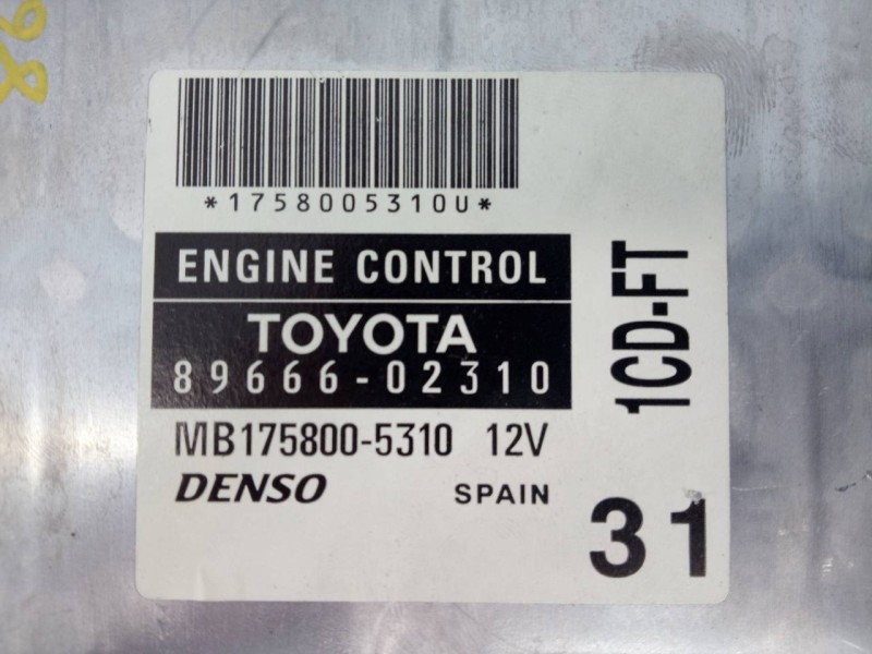 Recambio de centralita motor uce para toyota corolla (e12) 2.0 d-4d linea sol berlina referencia OEM IAM 8966602310 MB1758005310
