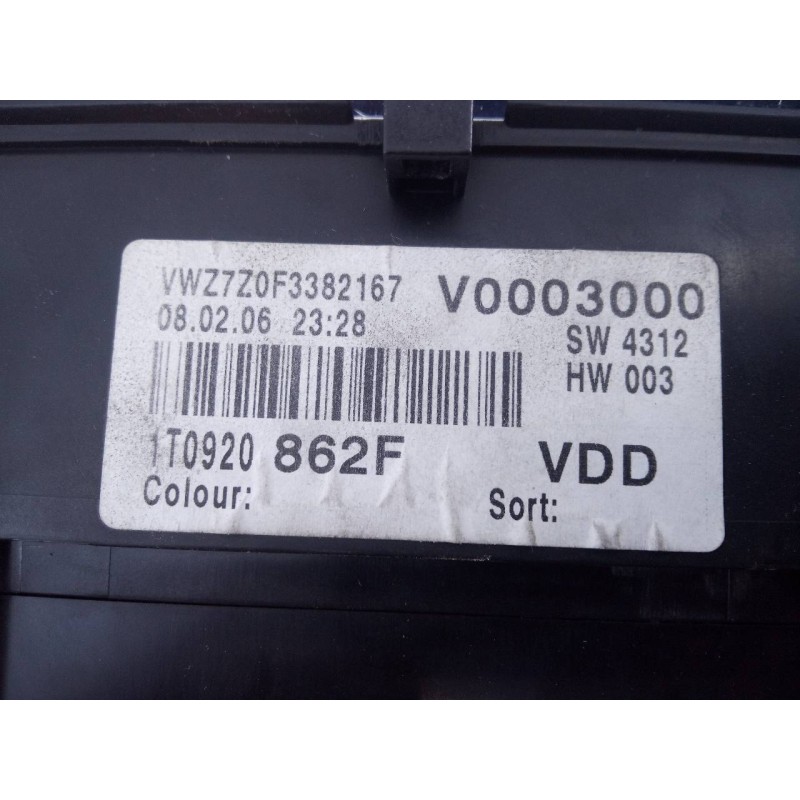 Recambio de cuadro instrumentos para volkswagen touran (1t2) advance referencia OEM IAM 1T0920862F  E2-A1-20-7