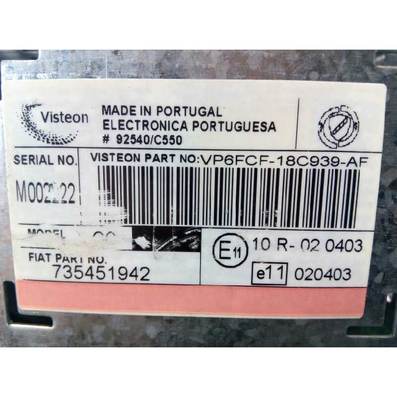 Recambio de sistema audio / radio cd para fiat bravo (198) referencia OEM IAM 735451942  E2-B2-56-1