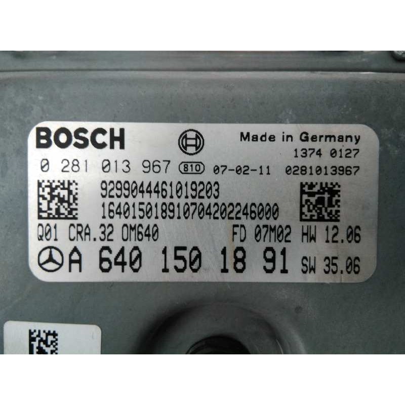 Recambio de centralita motor uce para mercedes-benz clase b (w245) 200 cdi (245.208) referencia OEM IAM A6401501891 0281013967 E