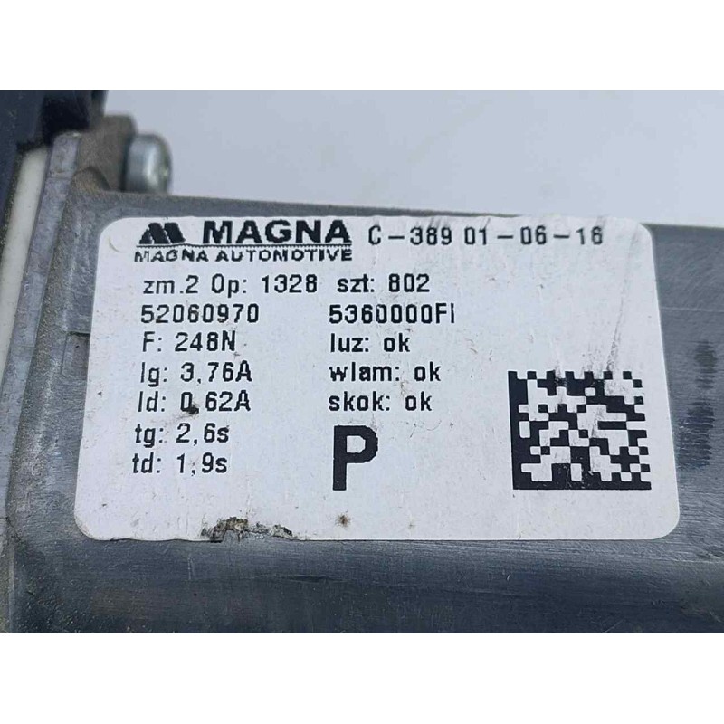 Recambio de elevalunas delantero derecho para fiat 500 cabrio (150) lounge referencia OEM IAM 5360000FI  E2-B2-55-1