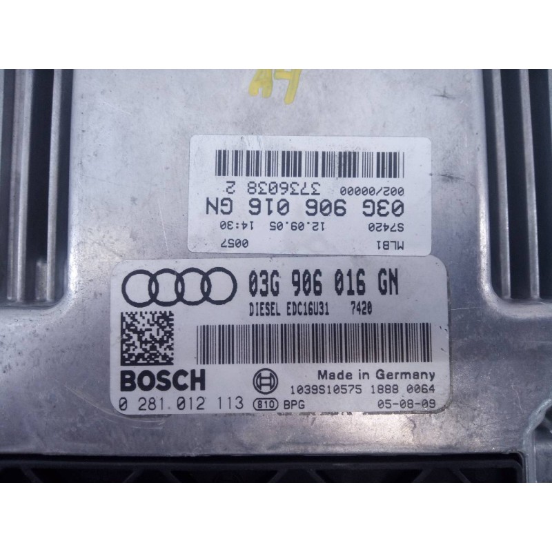 Recambio de centralita motor uce para audi a4 berlina (8e) 2.0 tdi referencia OEM IAM 03G906016GN 0281012113 E2-A1-30-3