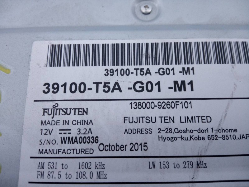 Recambio de sistema audio / radio cd para honda jazz (gk) trend referencia OEM IAM 39100T5AG01M1  E3-B5-14-3