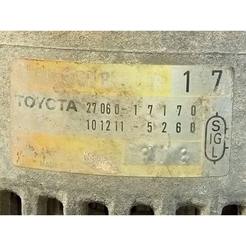 Recambio de alternador para toyota land cruiser (j10) td 50 aniversario referencia OEM IAM 2706017170 1012115260 P3-A5-29-2