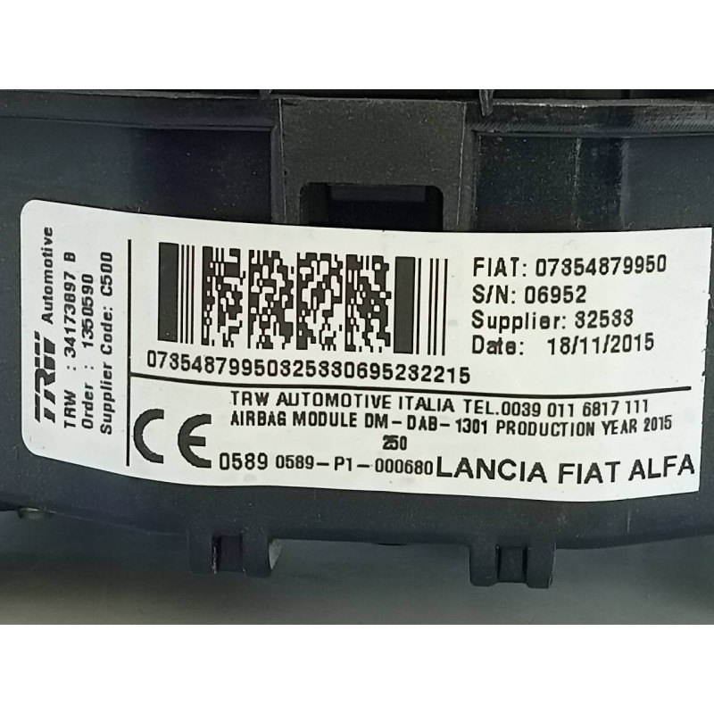 Recambio de airbag delantero izquierdo para fiat ducato furgón 30 130 (rs: 3000 mm) (l1h1) referencia OEM IAM 34173897B 07354879