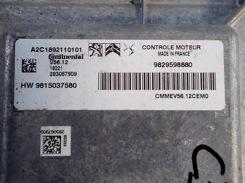 Recambio de centralita motor uce para citroën c3 live referencia OEM IAM 9829598880 9815037580 E3-B2-25-2