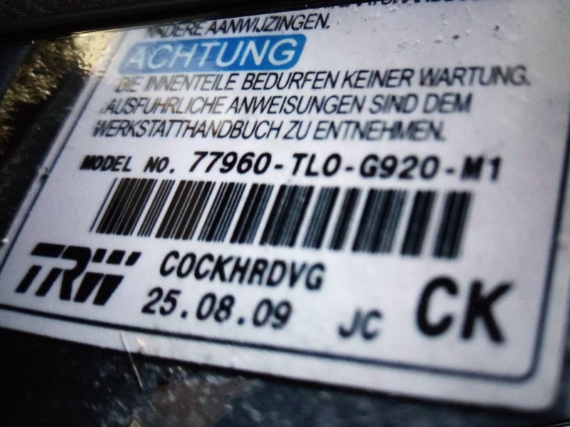 Recambio de kit airbag para honda accord berlina (cu) executive referencia OEM IAM 77960TLOG920M1  