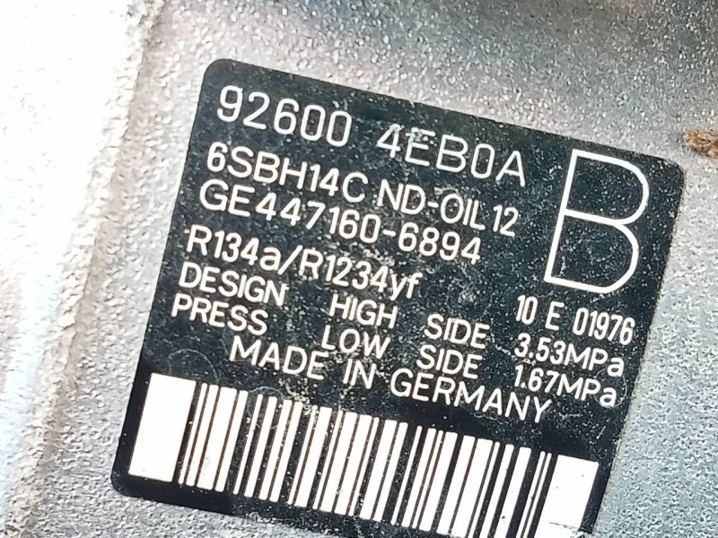 Recambio de compresor aire acondicionado para renault kadjar intens referencia OEM IAM 926004EB0A  P3-B2-3-3