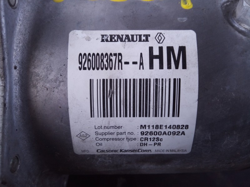 Recambio de compresor aire acondicionado para dacia dokker ambiance referencia OEM IAM 926008367R  P3-A1-29-2