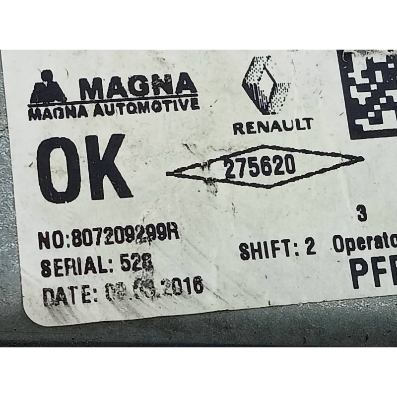 Recambio de elevalunas delantero derecho para dacia sandero stepway referencia OEM IAM 807209299R  E1-A1-44-1