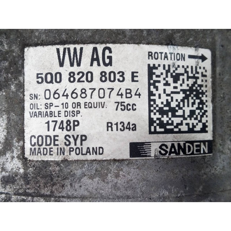 Recambio de compresor aire acondicionado para seat toledo (kg3) reference referencia OEM IAM 5Q0820803E  P3-A2-14-2