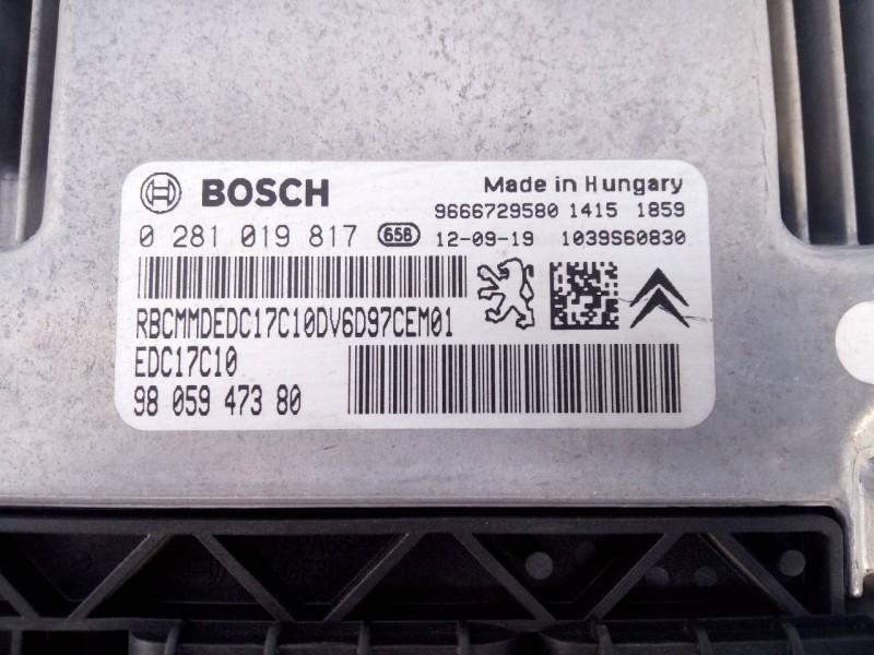 Recambio de centralita motor uce para citroën berlingo cuadro confort referencia OEM IAM 9805947380 0281019817 E3-B2-30-2