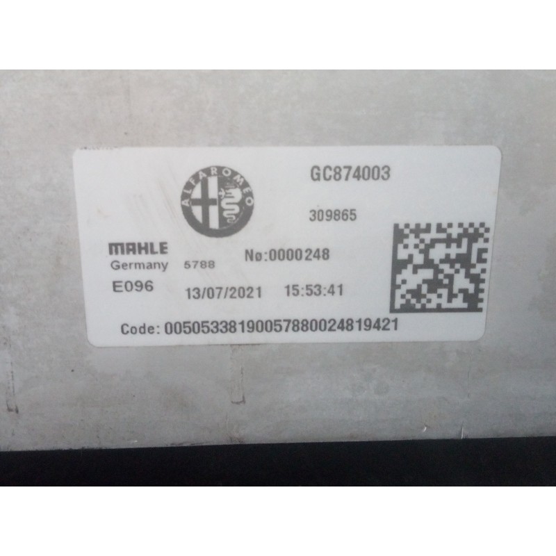 Recambio de intercooler para alfa romeo stelvio (630) executive 4wd referencia OEM IAM GC874003 E096 P2-A11-7