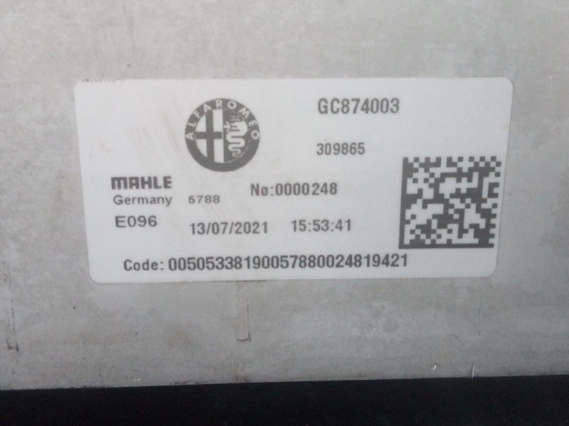 Recambio de intercooler para alfa romeo stelvio (630) executive 4wd referencia OEM IAM GC874003 E096 P2-A11-7