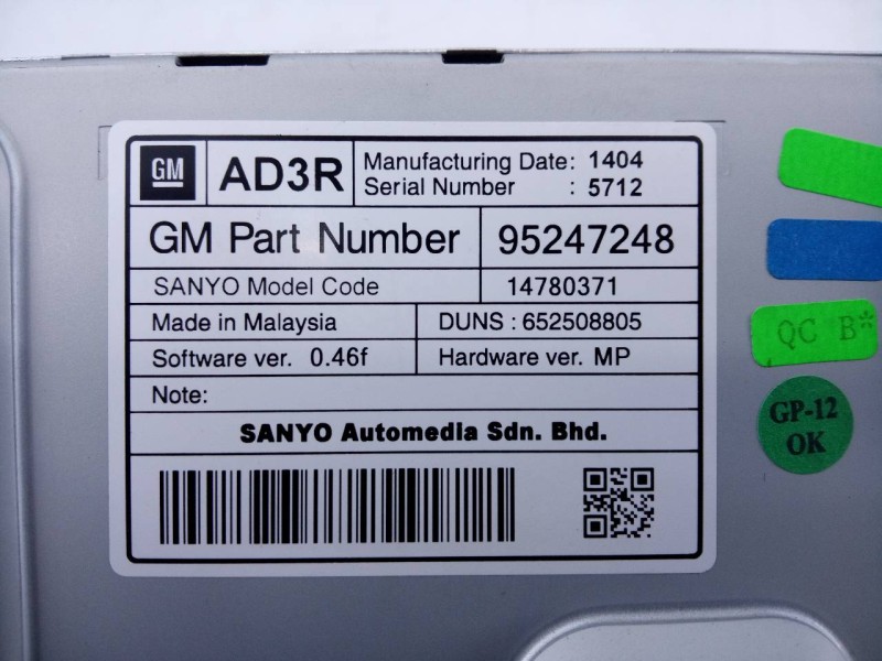 Recambio de sistema audio / radio cd para opel zafira tourer expression referencia OEM IAM 95247248 A2C81981800 E3-A5-28-4