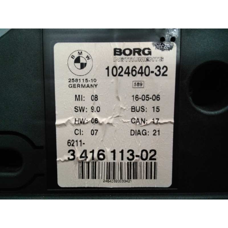 Recambio de cuadro instrumentos para bmw x3 (e83) 2.0d referencia OEM IAM 102464032 341611302 E3-A2-25-1