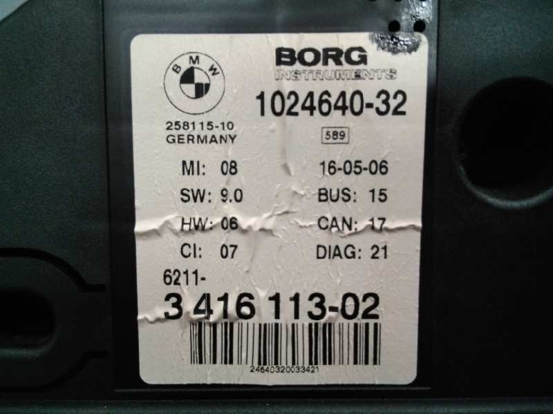 Recambio de cuadro instrumentos para bmw x3 (e83) 2.0d referencia OEM IAM 102464032 341611302 E3-A2-25-1