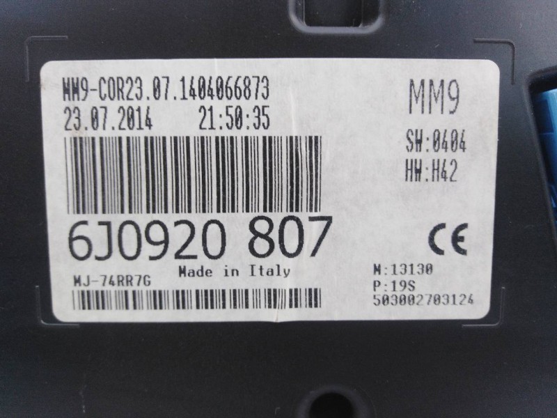 Recambio de cuadro instrumentos para seat ibiza sc (6j1) reference referencia OEM IAM 6J0920807  E2-A1-18-6