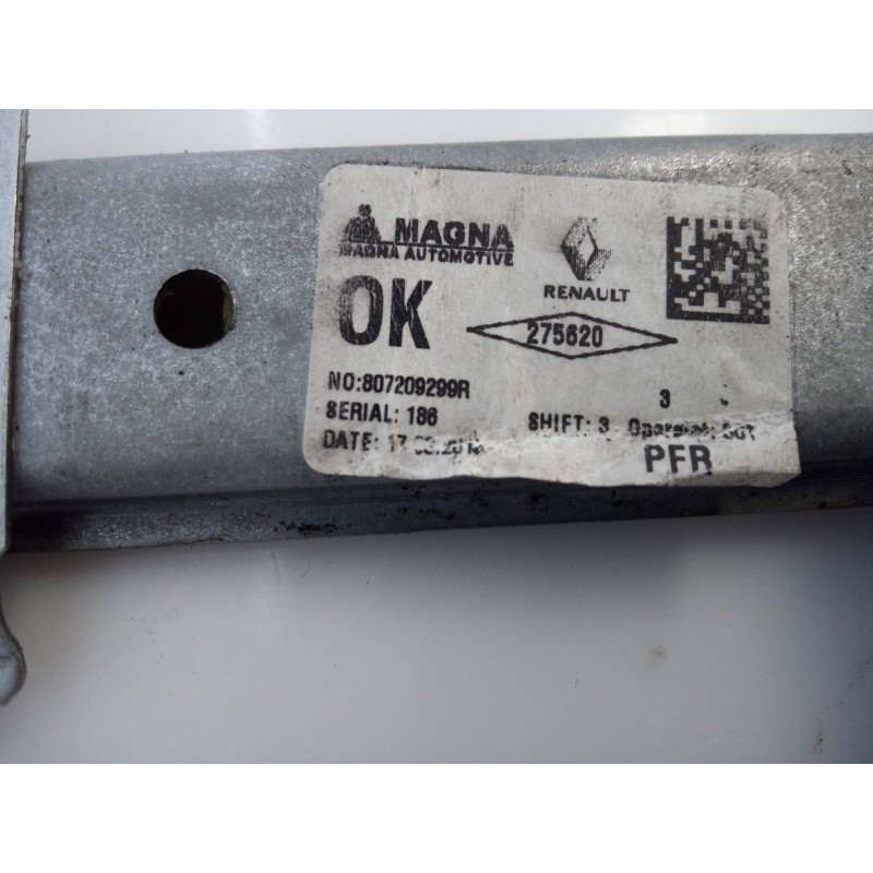 Recambio de elevalunas delantero derecho para dacia sandero stepway referencia OEM IAM 807209299R  E1-A1-36-1