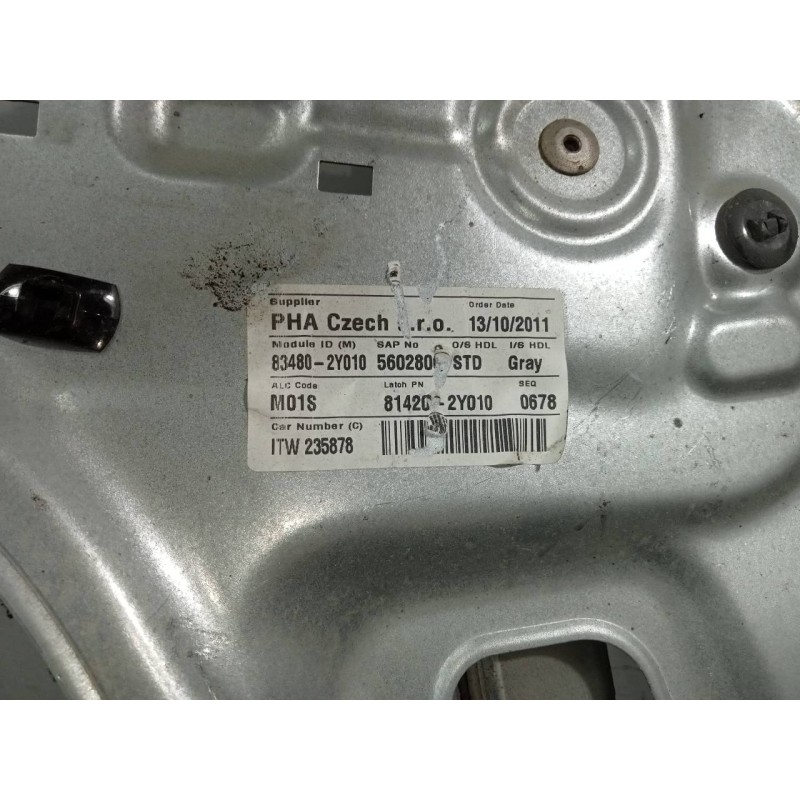 Recambio de elevalunas trasero derecho para hyundai ix35 classic 2wd referencia OEM IAM 834802Y010  P2-B4-28