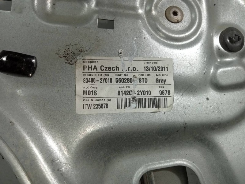 Recambio de elevalunas trasero derecho para hyundai ix35 classic 2wd referencia OEM IAM 834802Y010  P2-B4-28