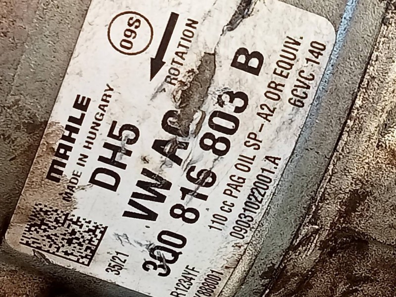 Recambio de compresor aire acondicionado para seat leon (kl1) style referencia OEM IAM 3Q0816803B  P3-B2-3-2